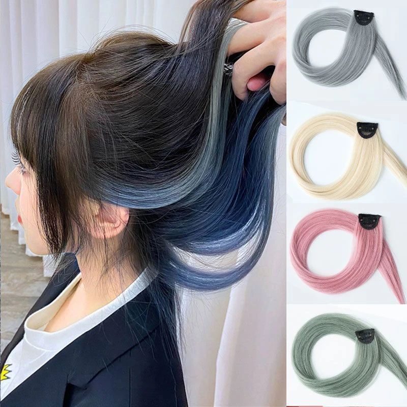 挑染假发片挂耳染一片式挂耳假发隐形渐变色彩色接发自然仿真直发