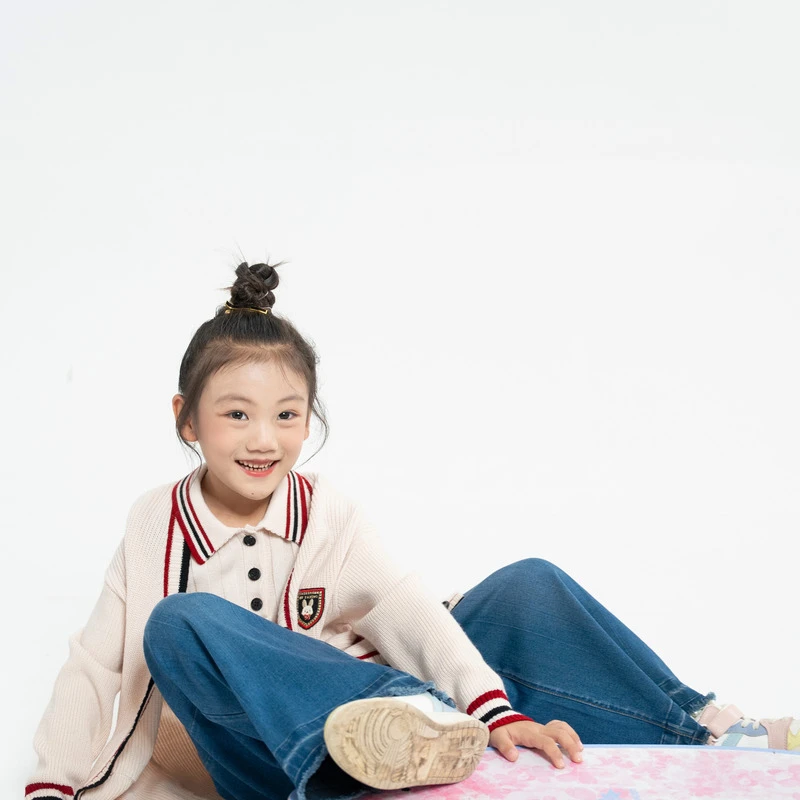 [商场同款]EP雅莹童装秋冬新款女童学院风马甲小翻领针织背心