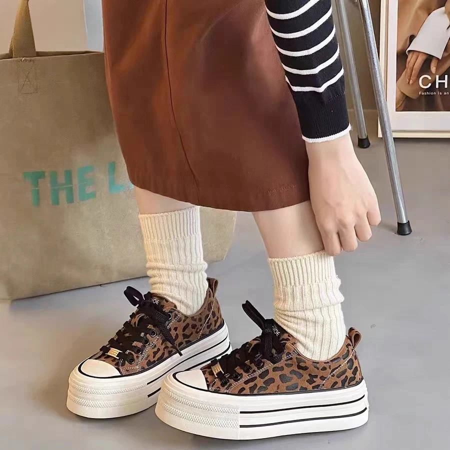 【年末断码清】36-1高品质时尚豹纹真皮板鞋