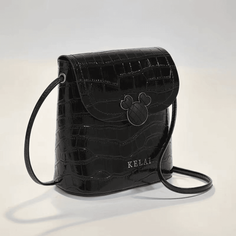 2408潮流时尚休闲小众简约鳄鱼纹女士小包包单肩黑色斜跨包手机包