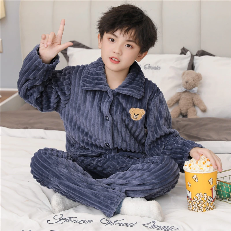 儿童睡衣秋冬季男孩法兰绒加厚加绒宝宝珊瑚绒中大女童爆款家居服