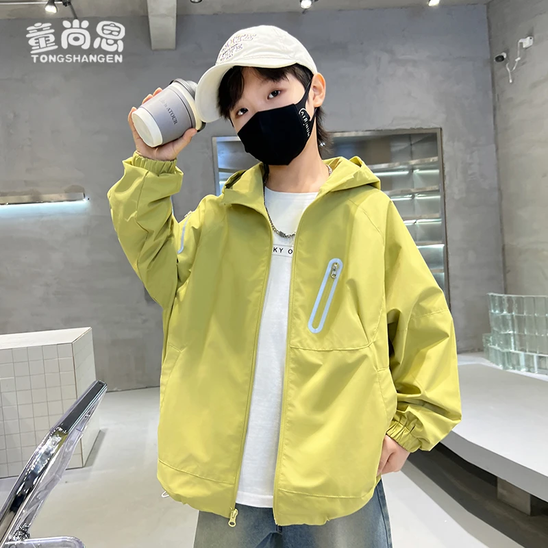 男童外套春秋款2025新款儿童连帽上衣男大童衣服帅气男孩春装韩版