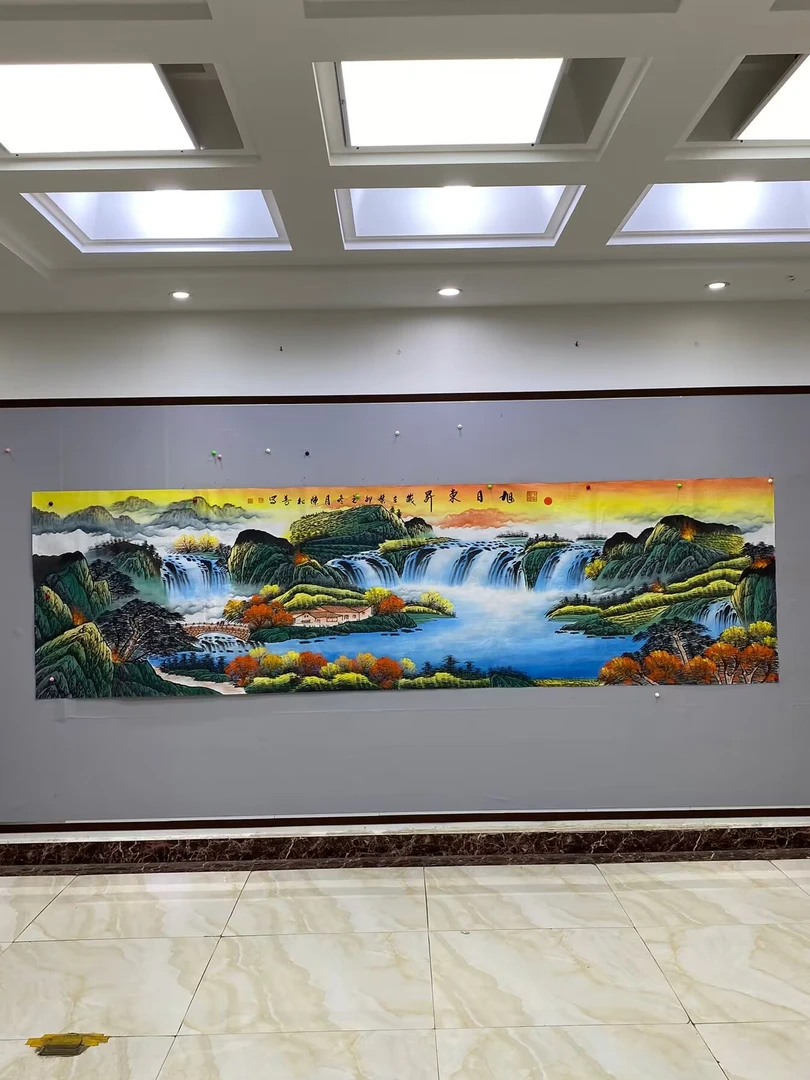 《旭日东升》小丈二长360厘米宽100厘米装饰用字画（以直播展示为准）