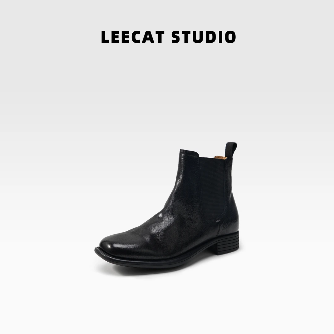 LeeCat Studio | 切尔西短靴女真皮复古显瘦百搭烟筒厚底靴