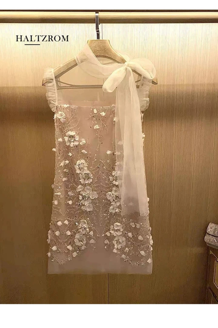 2024新款设计款【百合仙子】高奢贵妇收藏级白色气质连衣裙裙子1