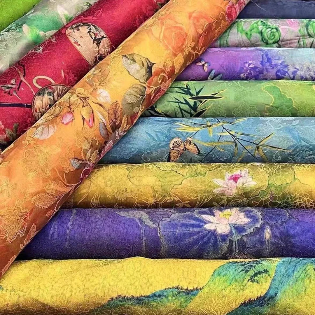 高品质过薯莨红云纱真丝面料草本植物丝布料大布头香云纱