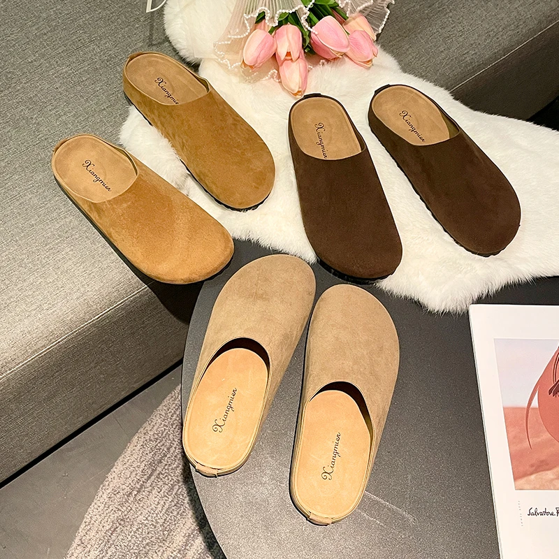 舒适休闲鞋厚底包头半拖鞋勃肯鞋乐福鞋2025春秋外穿软底单鞋女鞋