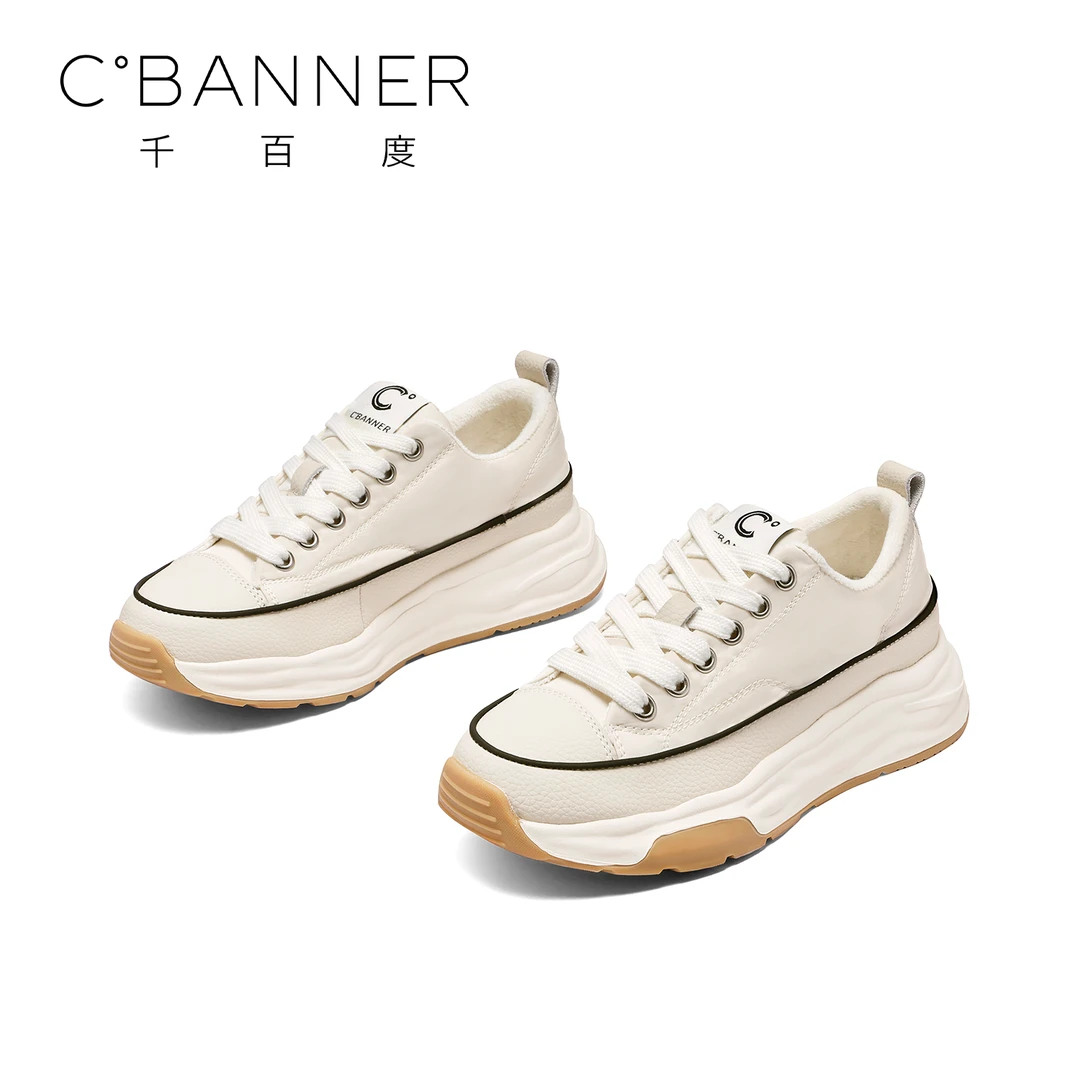 C.BANNER/千百度运动鞋女25新款时尚百搭圆头拼色溶解底休闲鞋