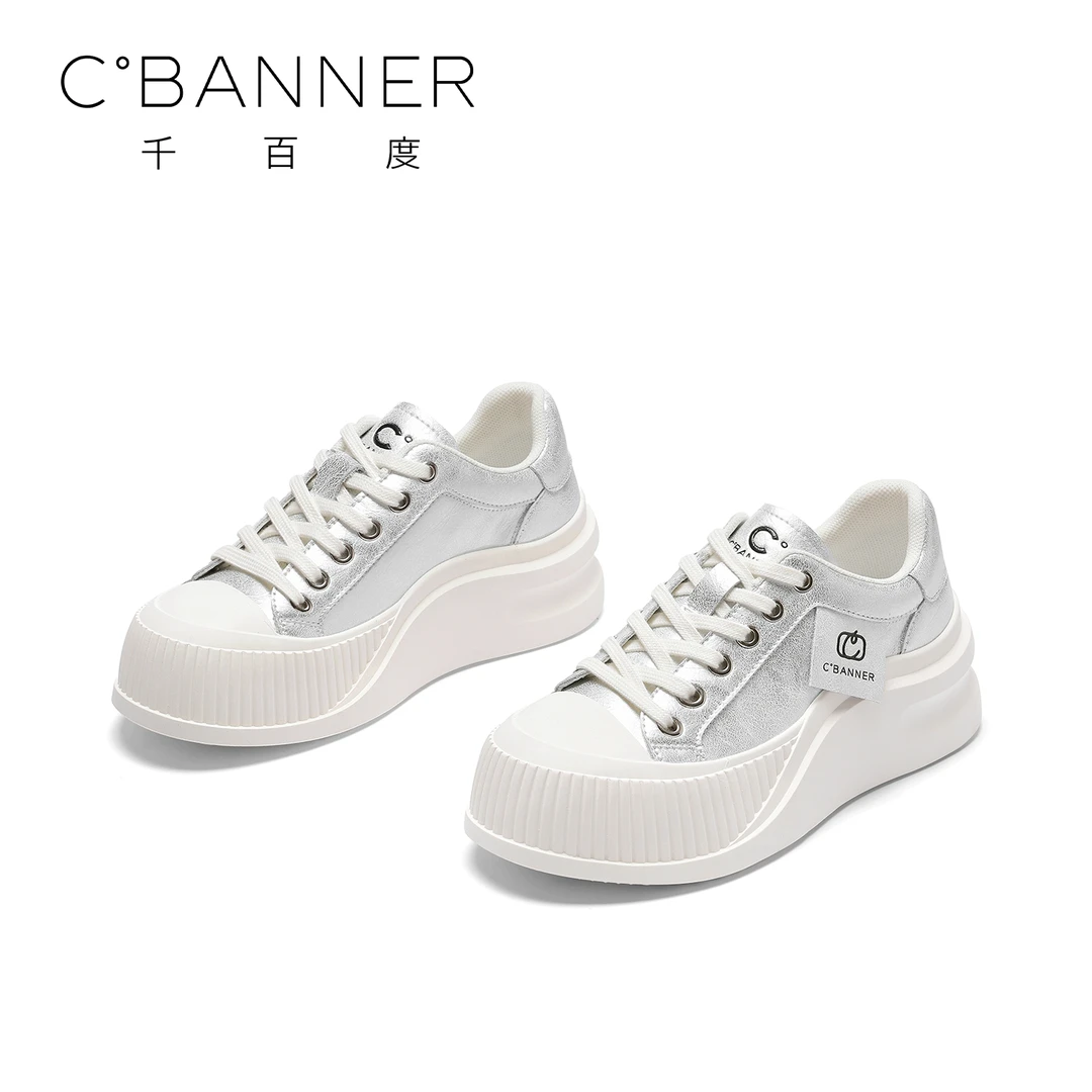 C.BANNER/千百度松糕厚底小白鞋25新款韩版ins时尚百搭休闲板鞋