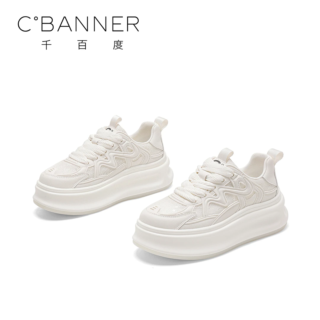 C.BANNER/千百度夏季新款网面休闲鞋女厚底透气出游薄款潮流板鞋