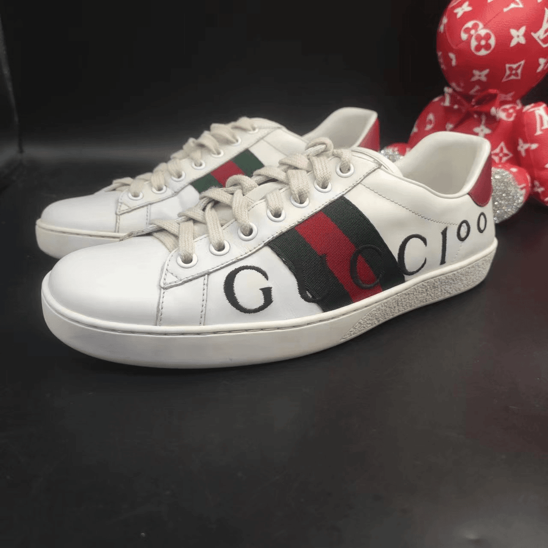 【隆星特惠】GUCCI/古驰 男士经典时尚字母刺绣印花休闲舒适板鞋41