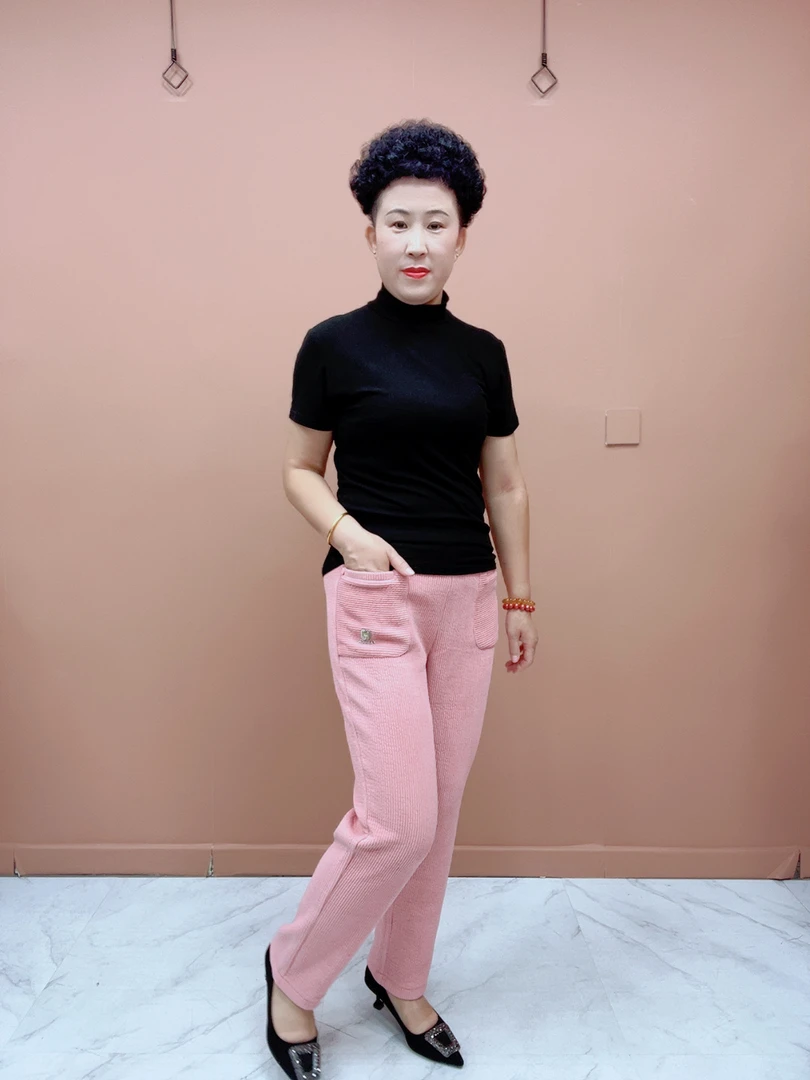 8795秋冬季欧绒棉小脚裤休闲裤高腰舒适时尚保暖加厚修身直筒