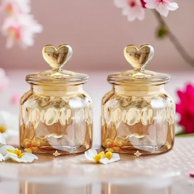 【买一送一】爱心玻璃储物罐花茶罐糖果罐零食罐泡菜坛子带盖密封罐