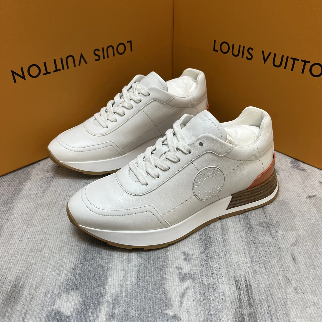 Hermes/爱马仕白色皮革通体 Drive 舒适百搭休闲鞋/98新/39欧