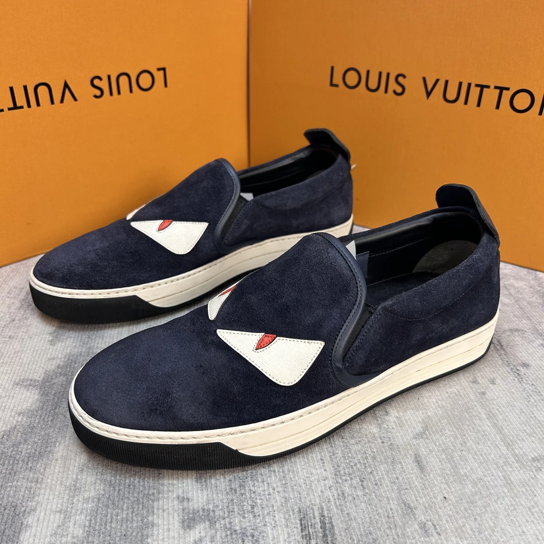 FENDI/芬迪蓝色麂皮小怪兽眼睛一脚蹬/96新41欧