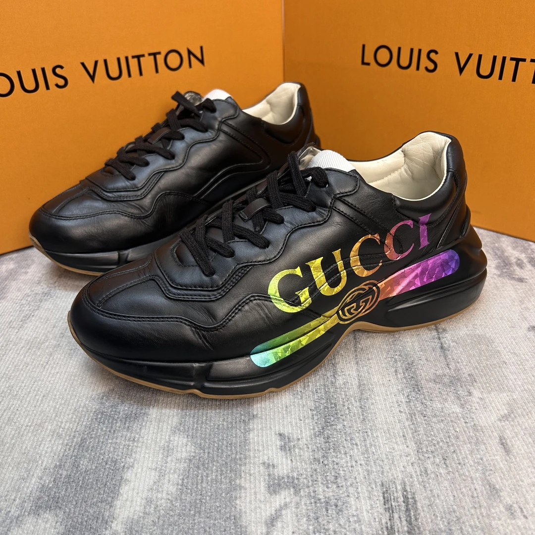 95新 GUCCI/古驰 彩色腰带经典大lOGO老爹鞋/41-43欧