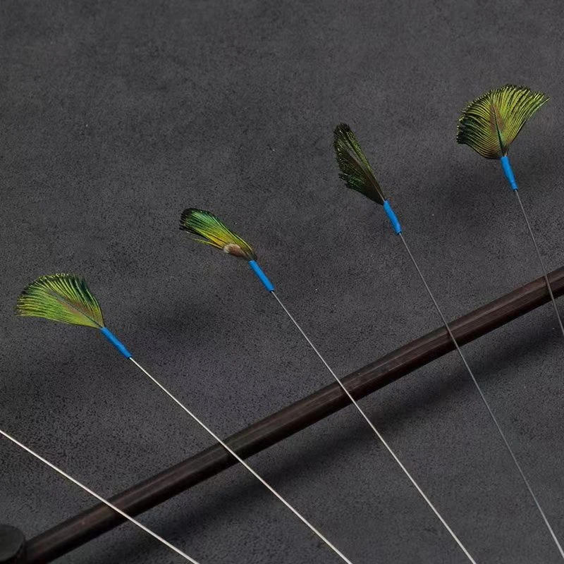 四川采耳工具银针钢丝加固小扇形孔雀毛棒掏耳朵扫打耳朵毛刷羽毛