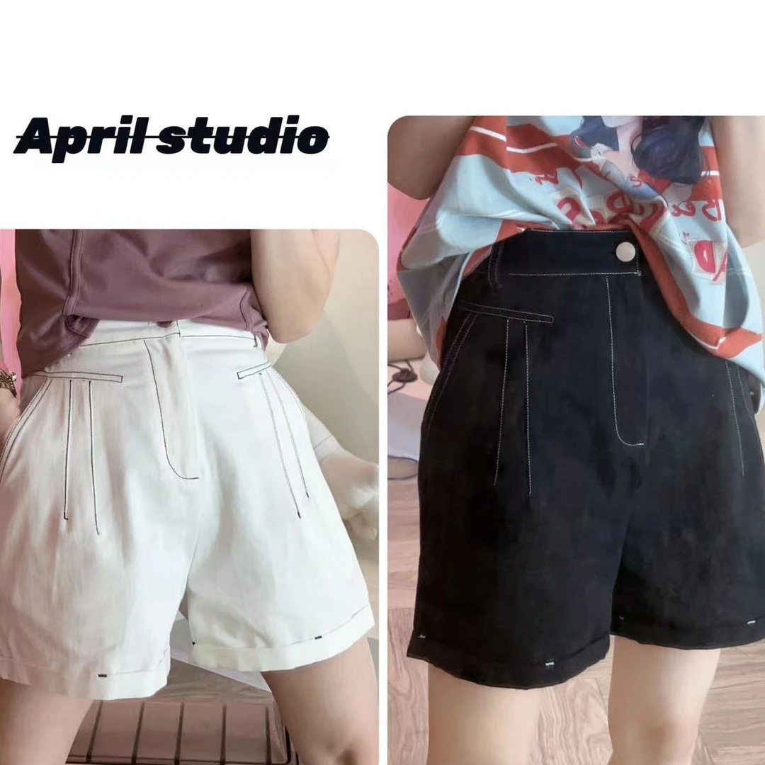 Apr.【粗线条】明线设计感松紧腰显瘦遮肉短裤显瘦遮肉敲好版型裤
