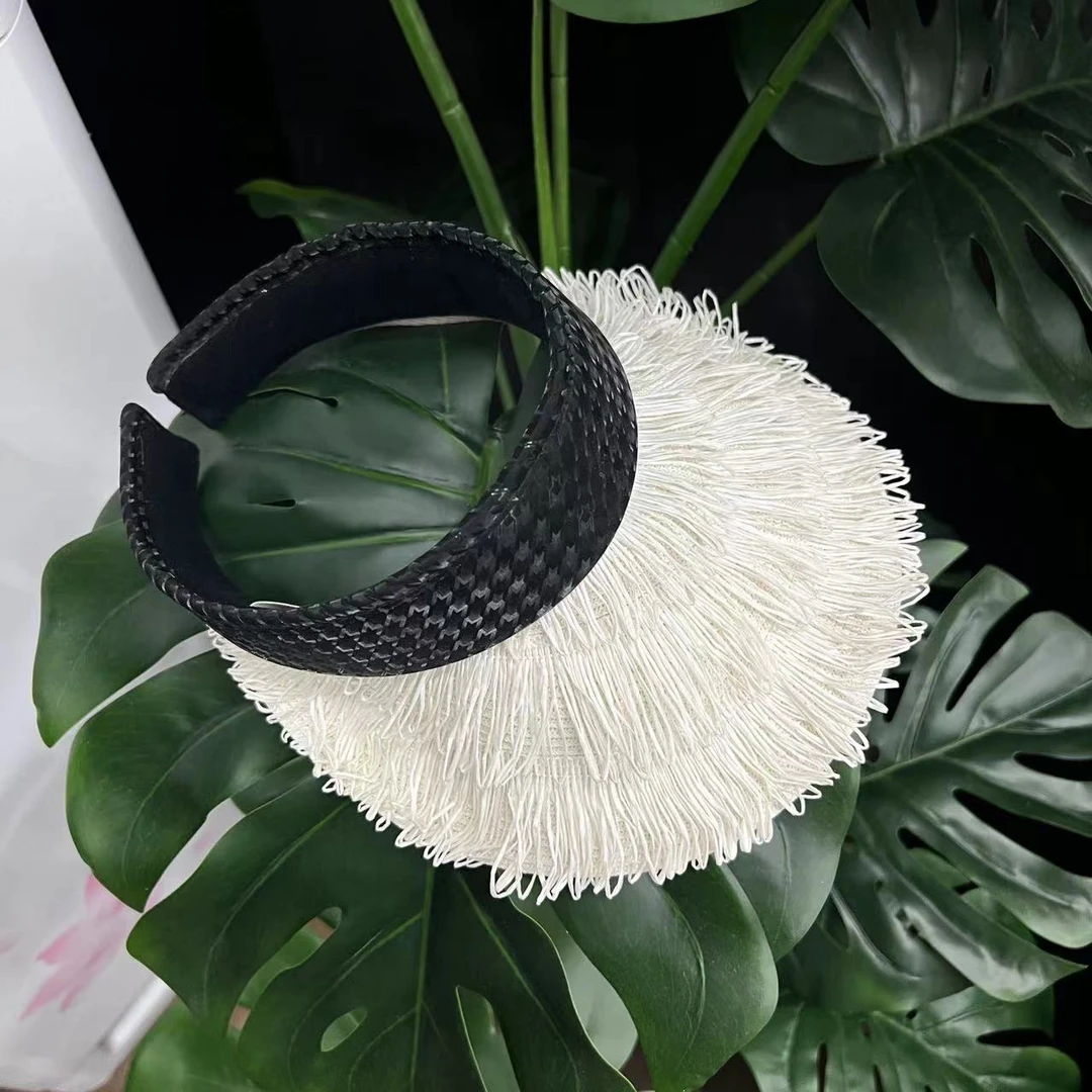 Apr.波西米亚个性茅茅草装饰空顶帽女夏季百搭沙滩防晒太阳帽子女