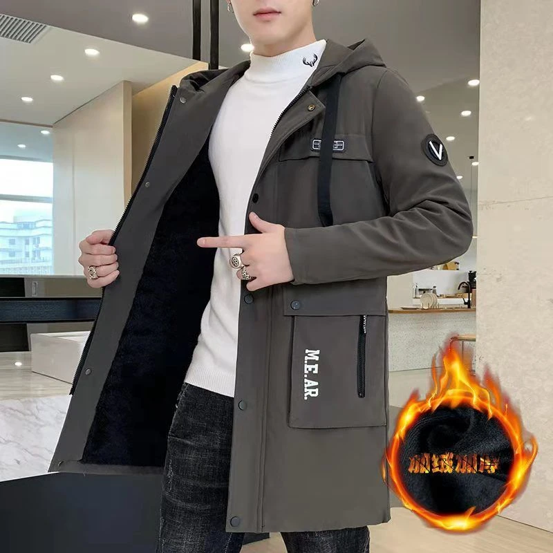 男士加厚冬季外套加肥加大韩版潮流帅气青少年风衣学生外套宽松