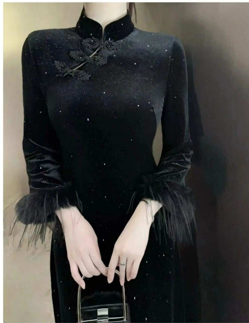 【东方美学】重磅推出！改良版旗袍秋冬装穿搭高级感显瘦显高连衣裙