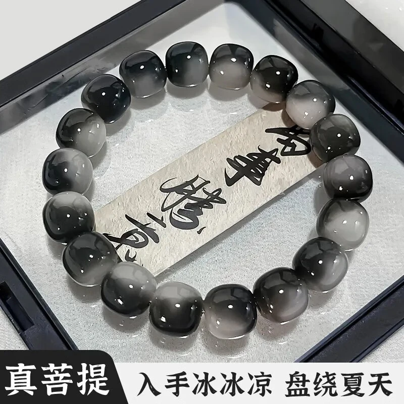 菩提子手串真品女孩子手把件盘玩念珠佛珠文玩渐变菩提根手链男