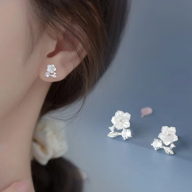 925银耳饰  925银耳饰高级感贝壳花朵气质轻奢耳钉女迷你精致素款