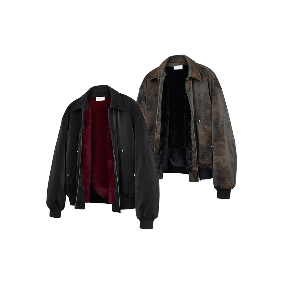 OkayThxBye"一件过冬"1500g仿水貂毛大理石座山雕连帽棉服夹克