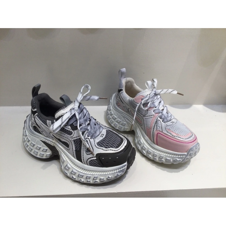 【敏敏家】1629-5秋季新款厚底老爹鞋网面透气小个子运动鞋