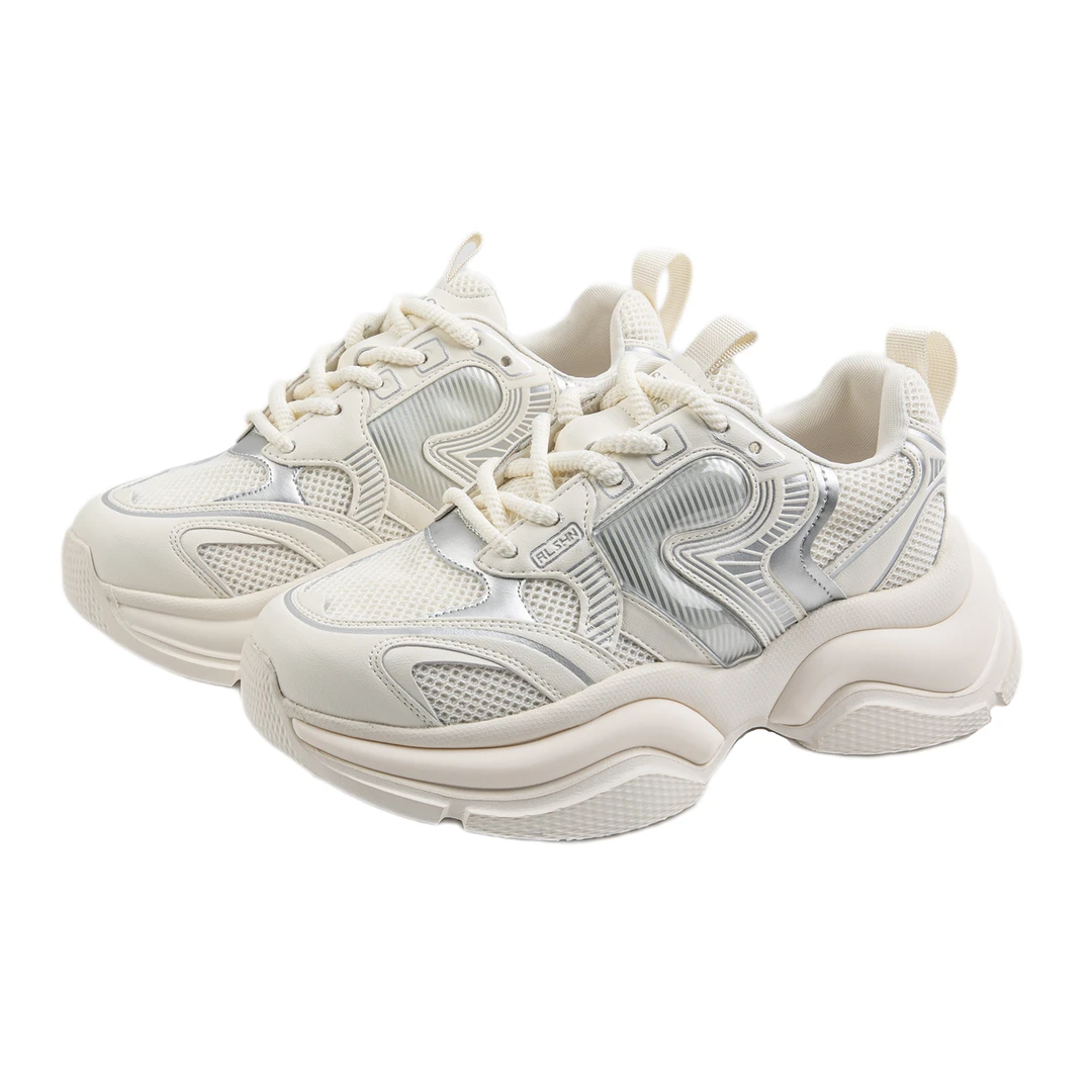 【盈姐专属】145-23系带厚底透气网面轻便女老爹鞋