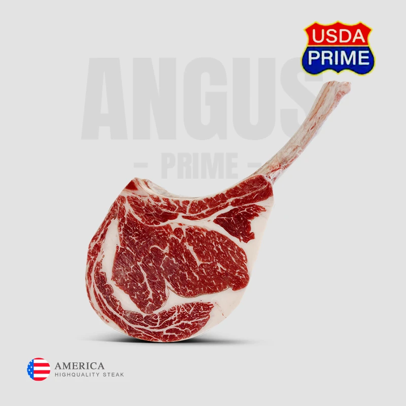 臻的牛【安格斯大战斧】美国红标prime原切谷饲带骨肉眼牛排1.3kg