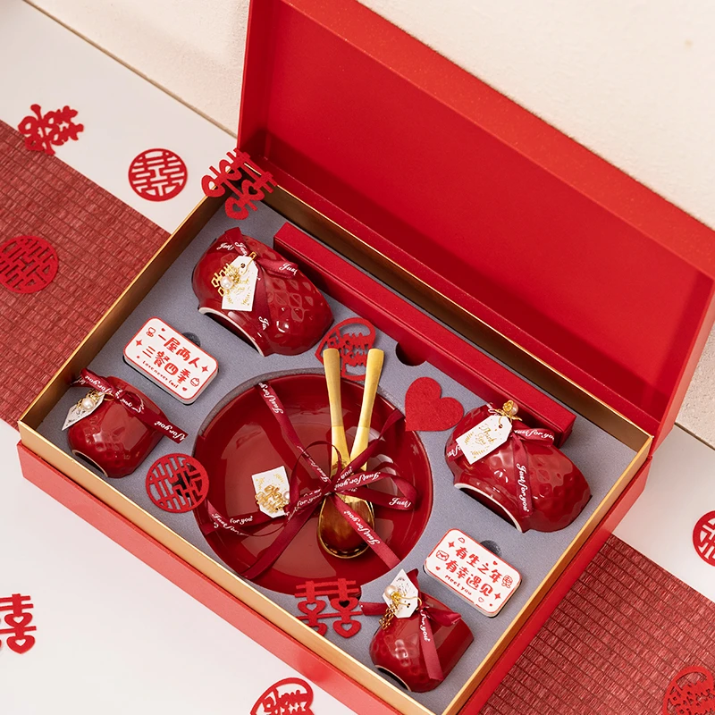 新婚结婚订婚礼物送新人碗碟筷杯陶瓷中式餐具礼盒高档实用创意