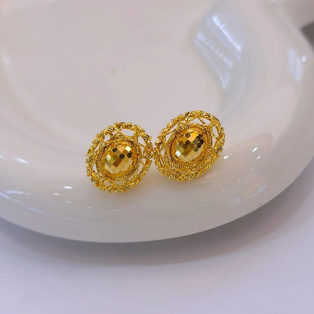 【富远黄金】足金椭圆拉丝鸽子蛋弯针耳钉FYHR01010919