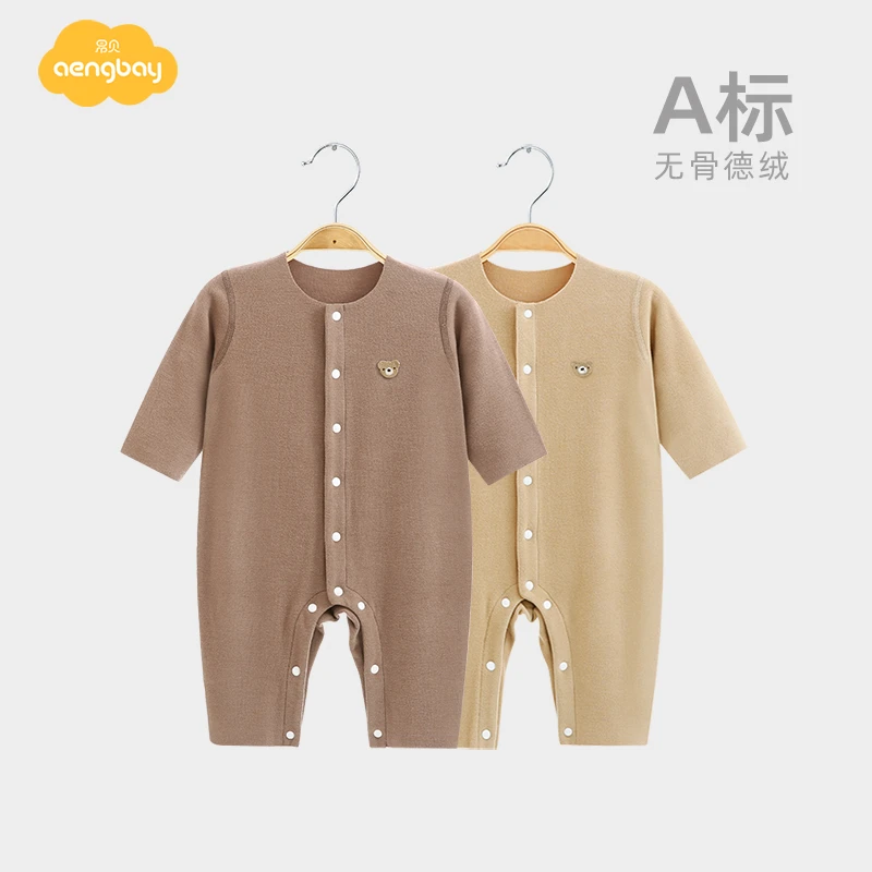 Aengbay婴儿德绒连体衣冬季贴身保暖衣宝宝长袖睡衣新生儿衣服冬
