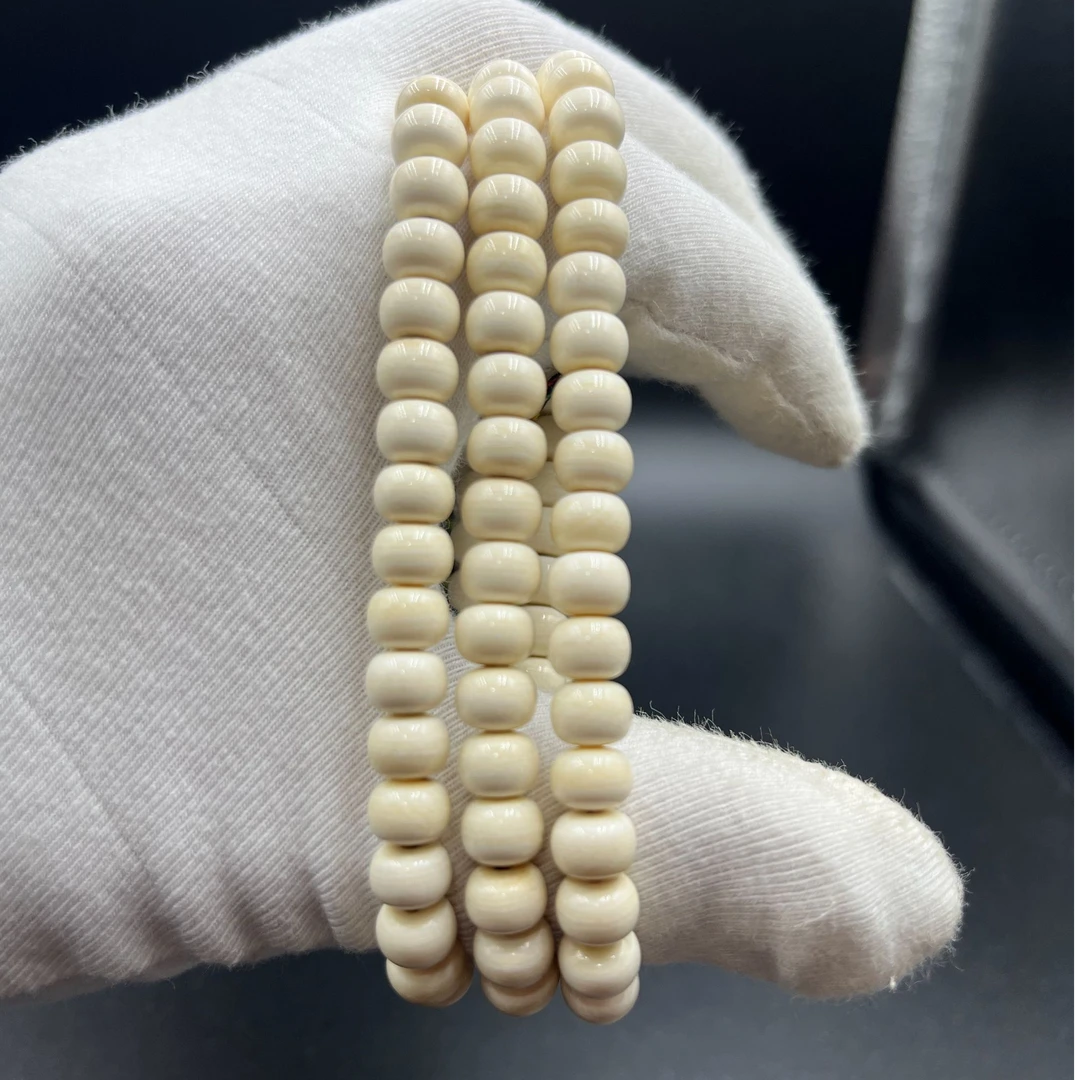 S0060福利108颗6*7天然猛犸牙多圈老型手串