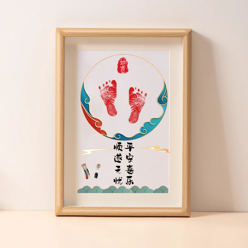 宝宝手脚印胎发胎毛脐带盒满月纪念品虎婴儿百天手足印泥周岁定制