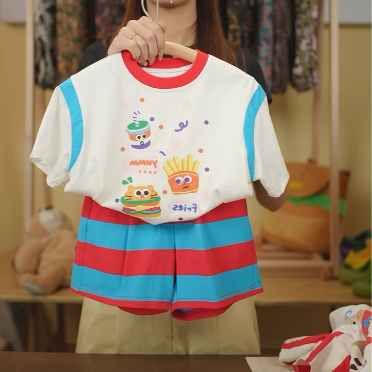 【升级款】男童2024夏季新款可爱印花套装洋气纯棉时尚夏季男孩套装