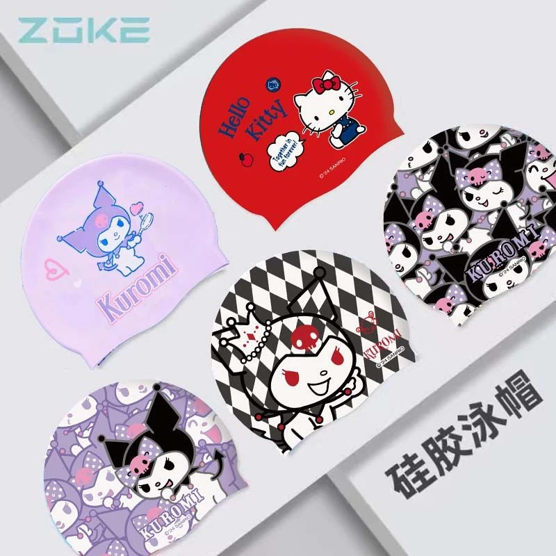 洲克泳帽儿童成人男女印花硅胶防水泳帽舒适加大护耳卡通游泳帽