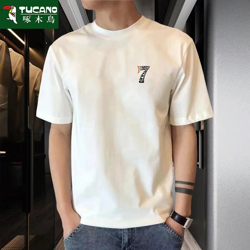 啄木鸟2025年纯棉短袖t恤夏季新款潮流宽松休闲上衣男青年体恤男t