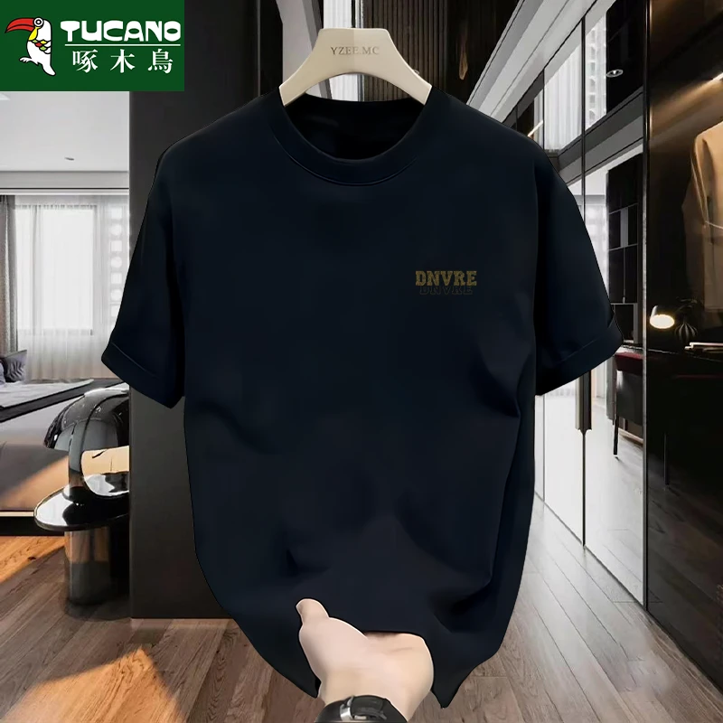 啄木鸟2025新款印花短袖t恤韩版纯棉打底衫t时尚潮流夏季男装上衣