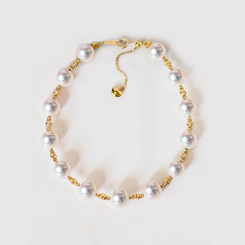 【满天星】小珍珠黄金手链女18k金珍珠手串金珠天然淡水无核正品