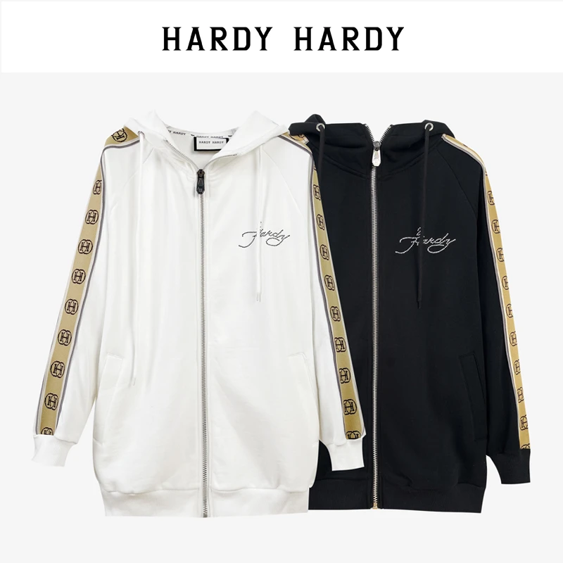 HARDY HARDY春秋款宽松刺绣嘻哈潮牌男士卫衣开衫连帽外套