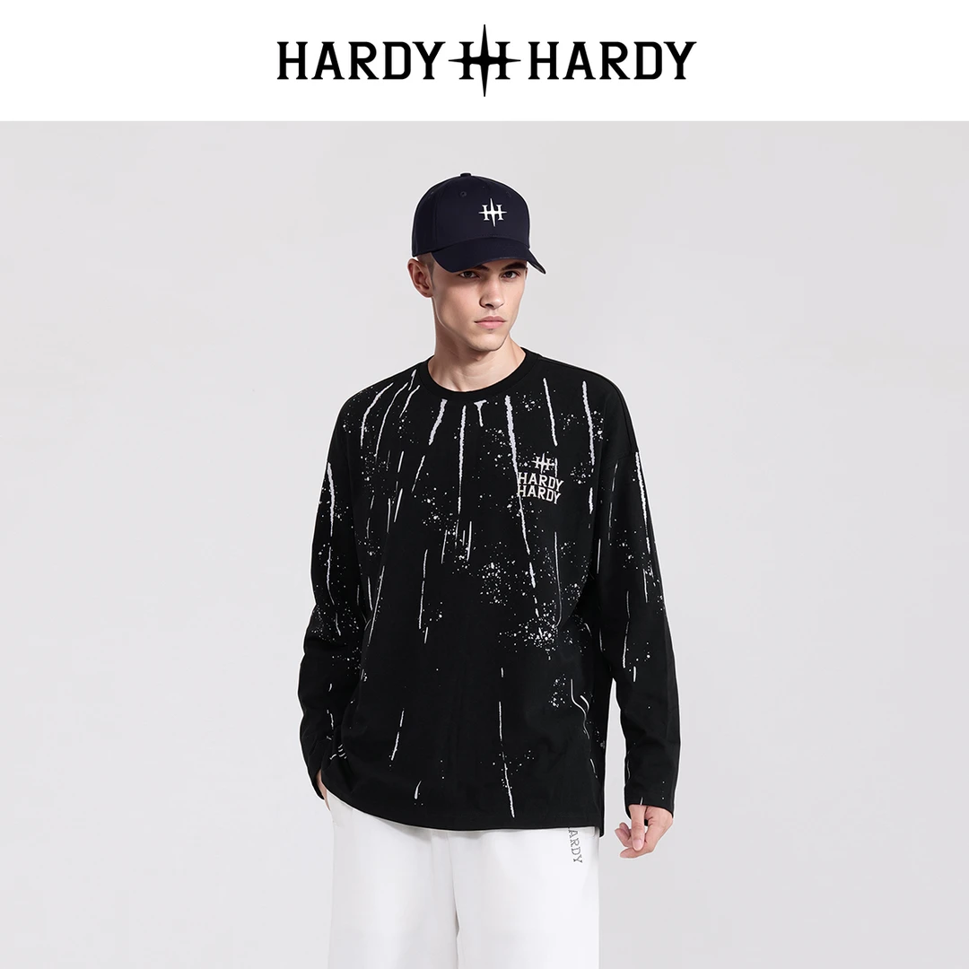 HARDYHARDY秋季新款潮酷烫钻长袖T恤男女同款情侣打底上衣体恤