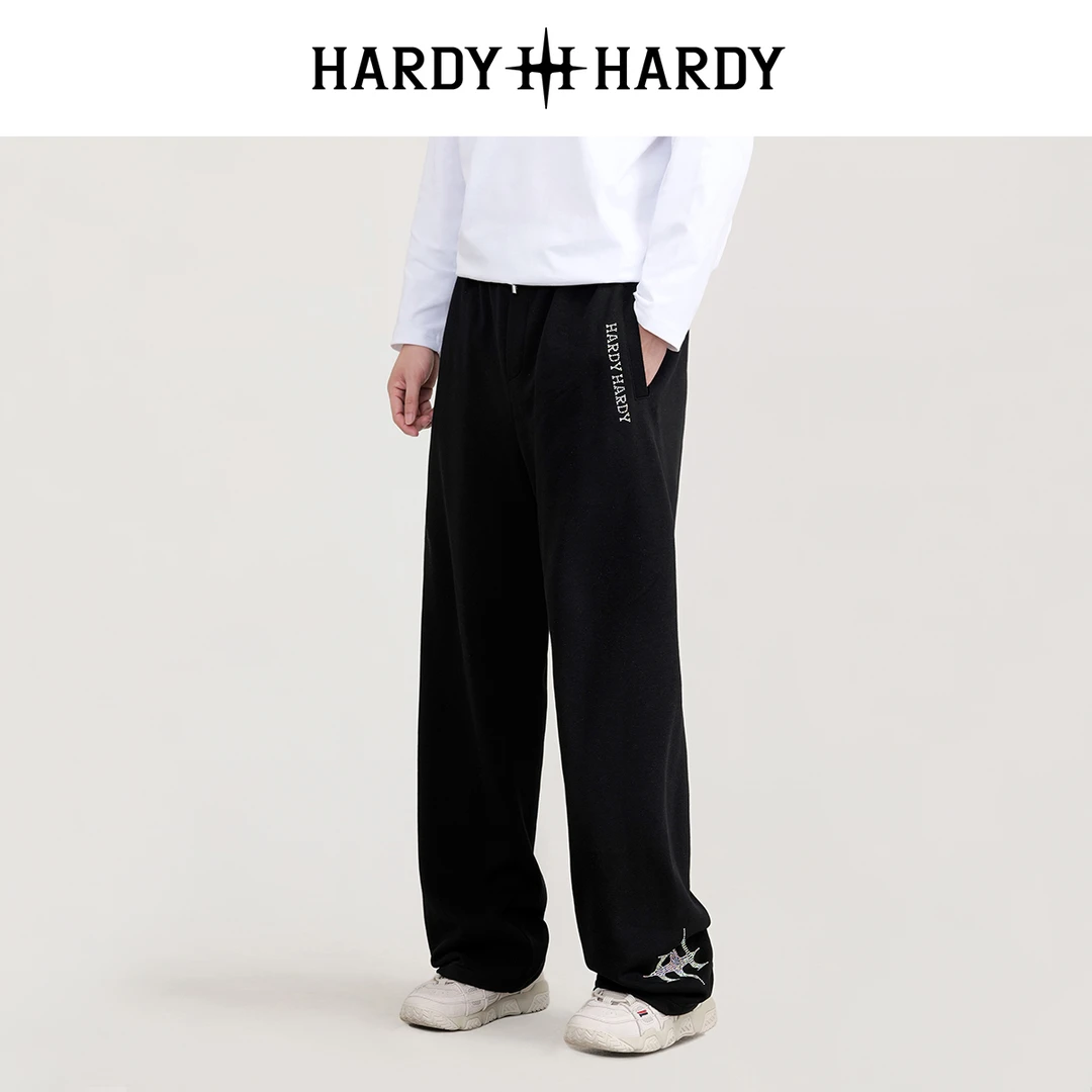 HARDYHARDY秋季新款美式休闲字母烫钻直筒休闲卫裤男女同款长裤