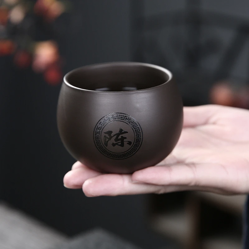 大号紫砂喝茶杯单杯专用家用主人杯罗汉杯大容量不倒杯百家姓水杯