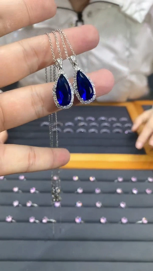 【闪购商品】蓝宝石颈饰银S925镶嵌030