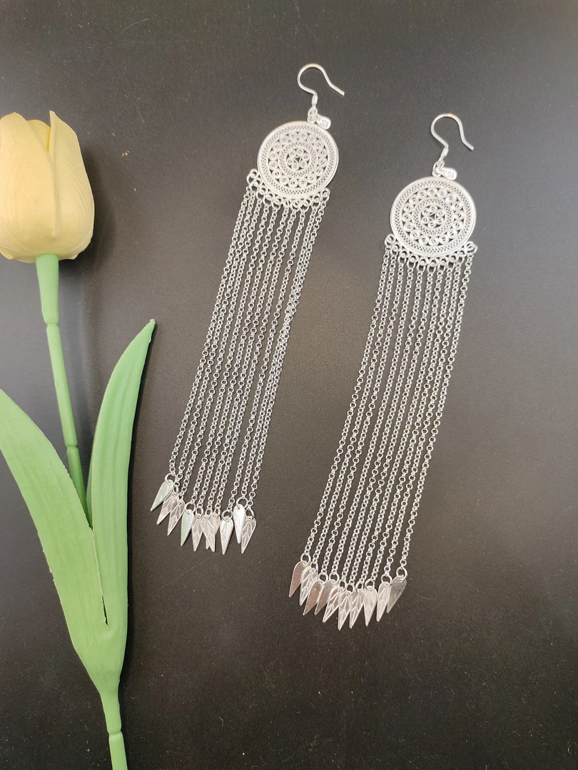 足银耳饰 945号波西米亚高级感耳环，精美气质长款民族风