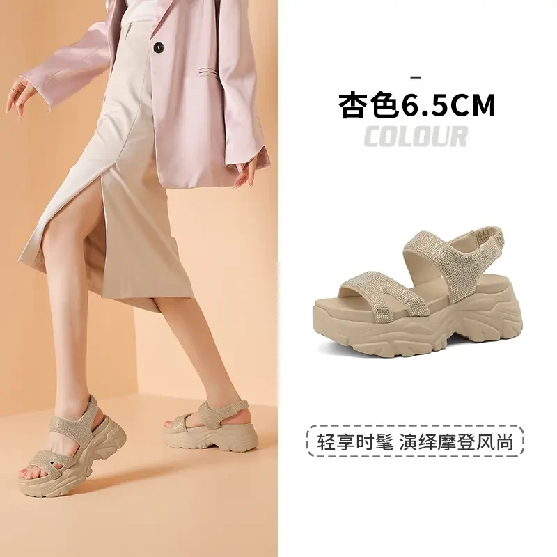 达芙妮女式时尚休闲百搭夏季外穿透气软底厚底仙女风露趾时装凉鞋