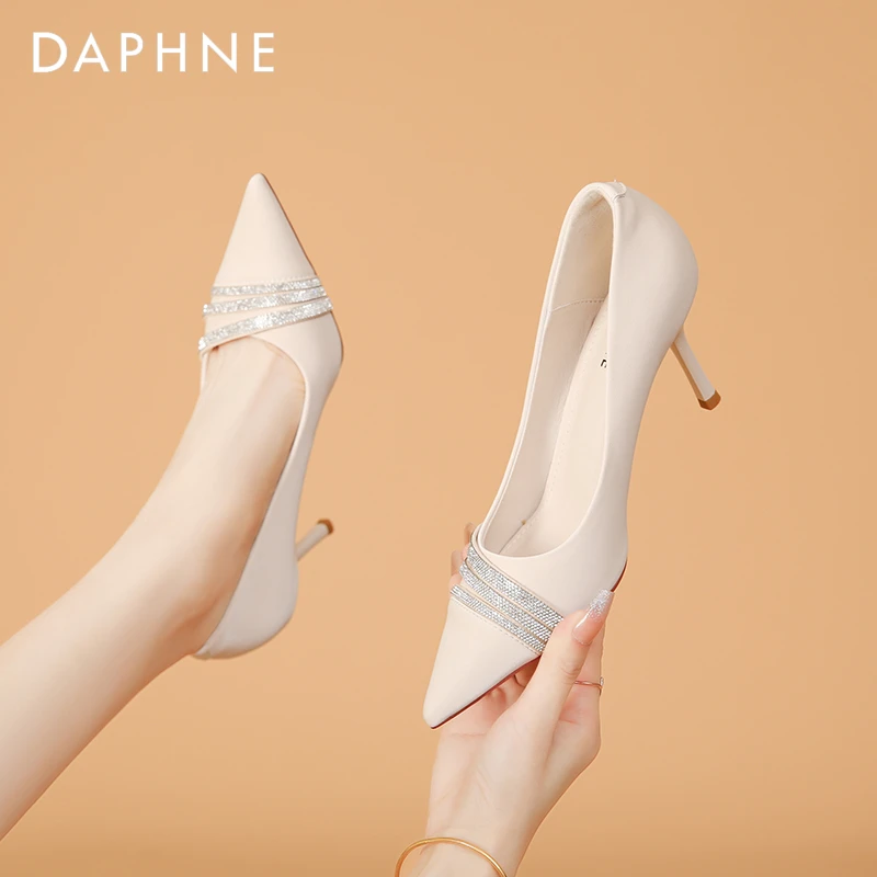 Daphne/达芙妮跟高7厘米2023年新款尖头高跟鞋女细跟4023404265