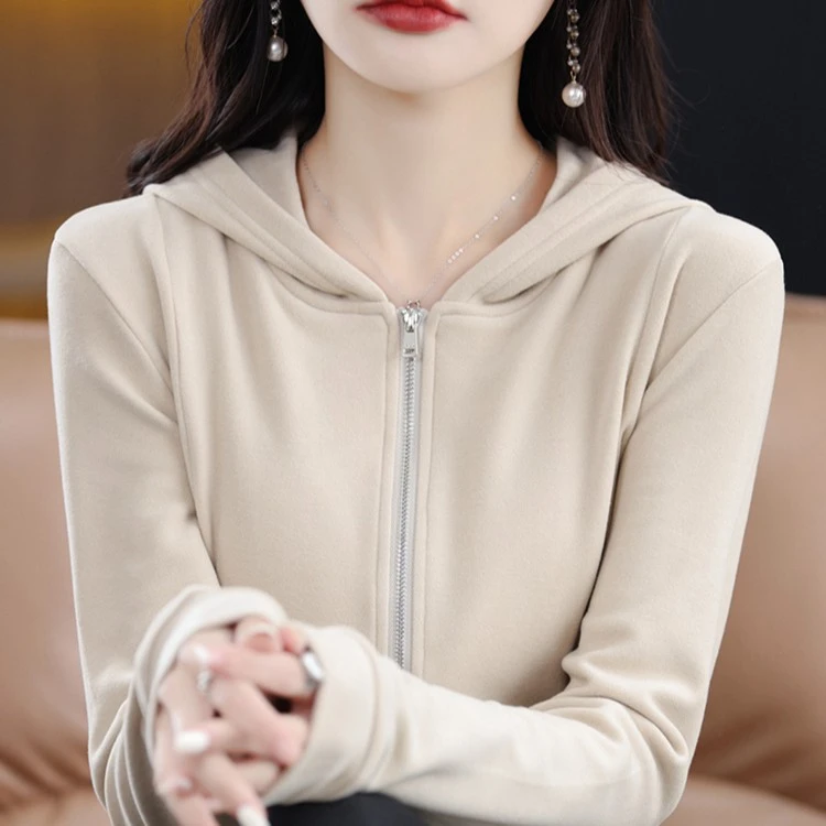 【宁宝】春秋新款连帽卫衣女双面德绒保暖运动双拉链外套休闲开衫